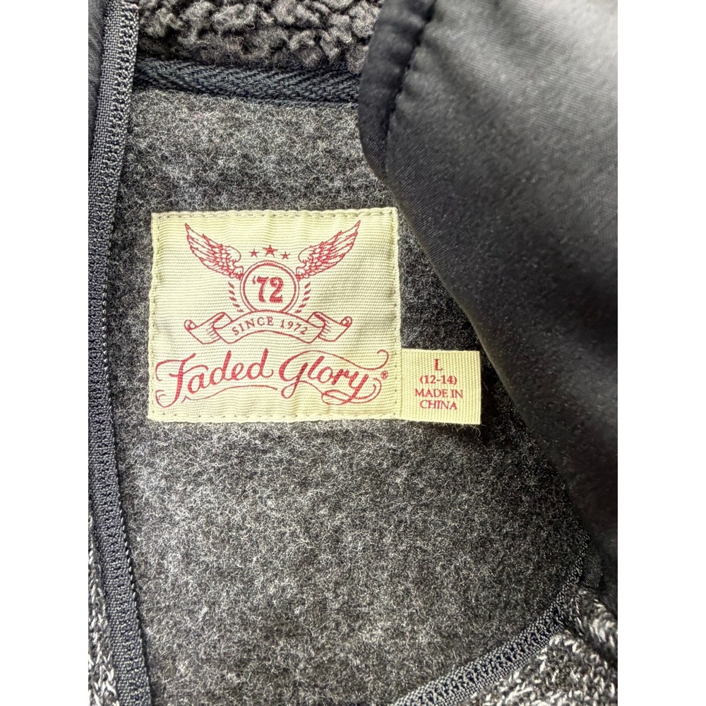 Faded Glory Womens Greystone Marled Knit Full Zip Sherpa Collar Vest Large 12-14 - Picture 5 of 10
